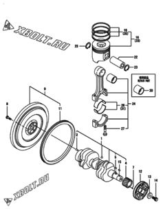  Двигатель Yanmar 3TNV88-BGKM, узел -  Коленвал и поршень 