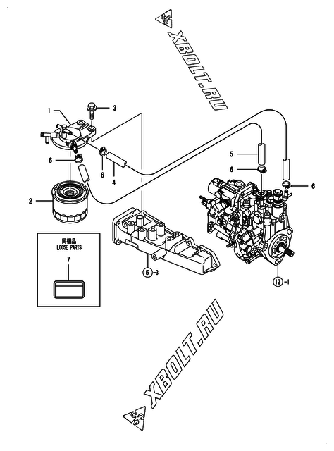  Топливопровод двигателя Yanmar 3TNV88-BGKM
