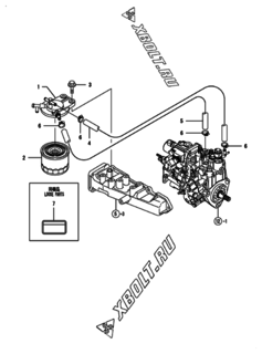  Двигатель Yanmar 3TNV88-BGKM, узел -  Топливопровод 