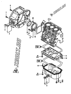  Двигатель Yanmar 3TNV84T-BKSA, узел -  Маховик с кожухом и масляным картером 