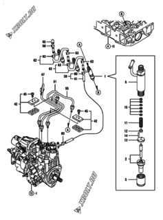  Двигатель Yanmar 3TNV84T-BKSAT, узел -  Форсунка 