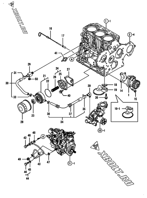  Система смазки двигателя Yanmar 3TNV88-BDVR