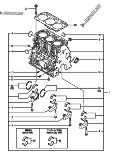  Двигатель Yanmar 3TNV88-BGNP, узел -  Блок цилиндров 