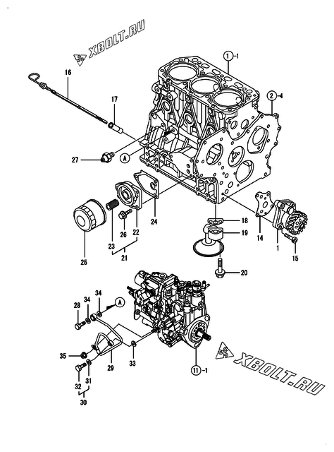  Система смазки двигателя Yanmar 3TNV88-BGNP