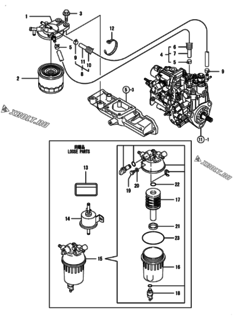  Двигатель Yanmar 3TNV88-BGNP, узел -  Топливопровод 