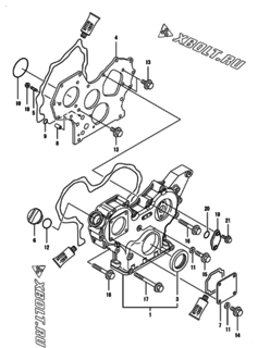  Двигатель Yanmar 4TNV88-BGNP, узел -  Корпус редуктора 