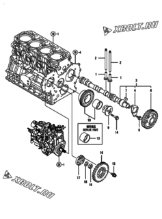 Двигатель Yanmar 4TNV88-BGNP, узел -  Распредвал и приводная шестерня 