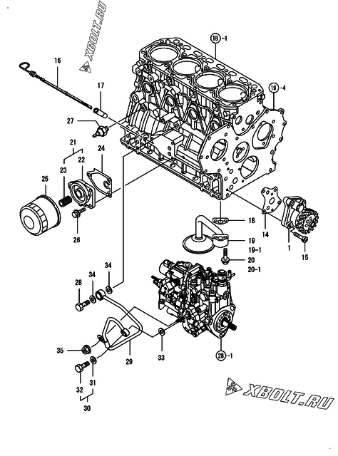  Система смазки двигателя Yanmar 4TNV88-BGNP