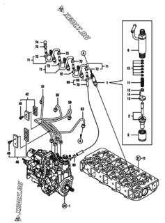  Двигатель Yanmar 4TNV88-BGNP, узел -  Форсунка 
