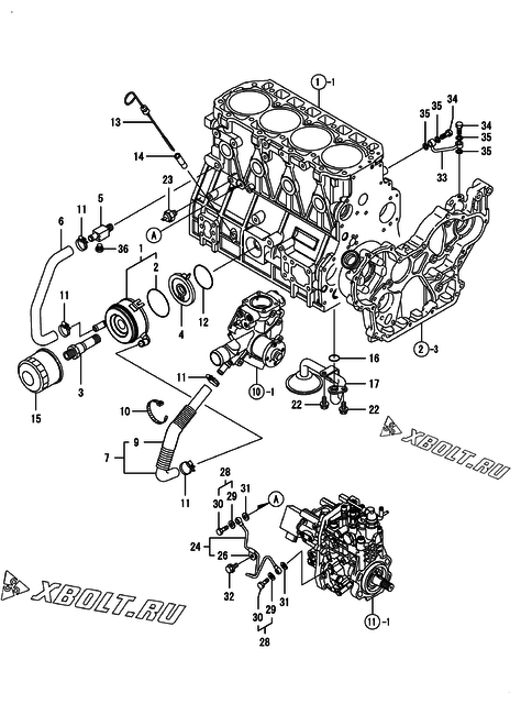  Система смазки двигателя Yanmar 4TNV98-ZNHQ