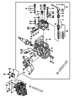  Двигатель Yanmar 4TNV98-ZNHQ, узел -  Топливный насос высокого давления (ТНВД) 