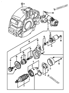  Двигатель Yanmar 4TNV98T-ZNHQ, узел -  Стартер 