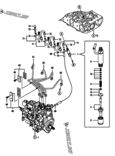  Двигатель Yanmar 4TNV88-GGEHC, узел -  Форсунка 