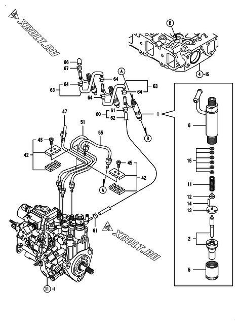  Форсунка двигателя Yanmar 3TNV88-GGEHC