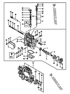  Двигатель Yanmar 3TNV76-XHT, узел -  Топливный насос высокого давления (ТНВД) 