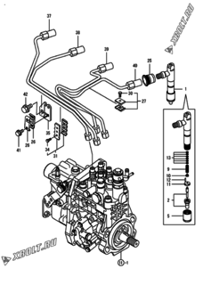  Двигатель Yanmar 4TNV98-SCKS, узел -  Форсунка 
