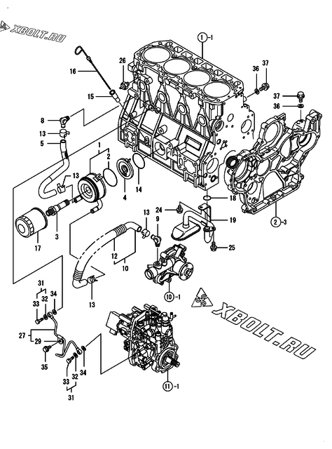  Система смазки двигателя Yanmar 4TNV98-ZWDB8U