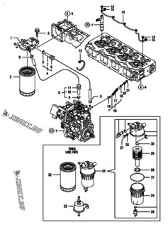 Двигатель Yanmar 4TNV98T-ZSLY, узел -  Топливопровод 