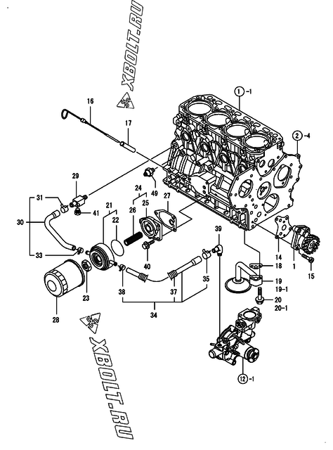  Система смазки двигателя Yanmar 4TNV84T-BPCU
