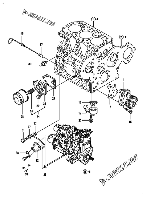  Система смазки двигателя Yanmar 3TNV82A-BMBB
