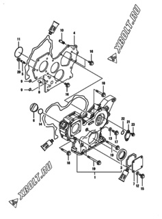  Двигатель Yanmar 3TNV84T-BMNK, узел -  Корпус редуктора 
