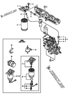  Двигатель Yanmar 4TNE92-POMD, узел -  Топливопровод 