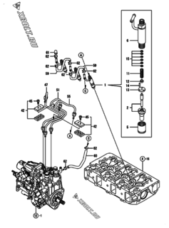  Двигатель Yanmar 3TNV88-XKMR, узел -  Форсунка 