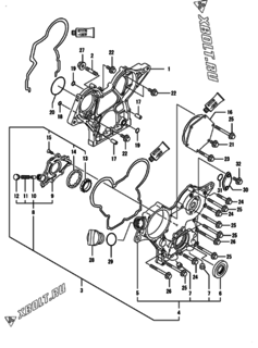  Двигатель Yanmar 3TNV76-GGK2, узел -  Корпус редуктора 