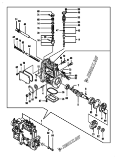  Двигатель Yanmar 3TNV70-NPR, узел -  Топливный насос высокого давления (ТНВД) 