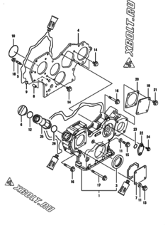  Двигатель Yanmar 4TNV88-BMHW, узел -  Корпус редуктора 