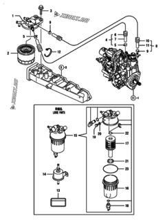  Двигатель Yanmar 4TNV88-BMHW, узел -  Топливопровод 