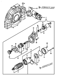  Двигатель Yanmar 4TNV98-ZNSU, узел -  Стартер 