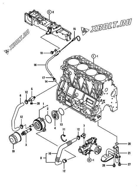  Система смазки двигателя Yanmar 4TNV98T-ZNTG