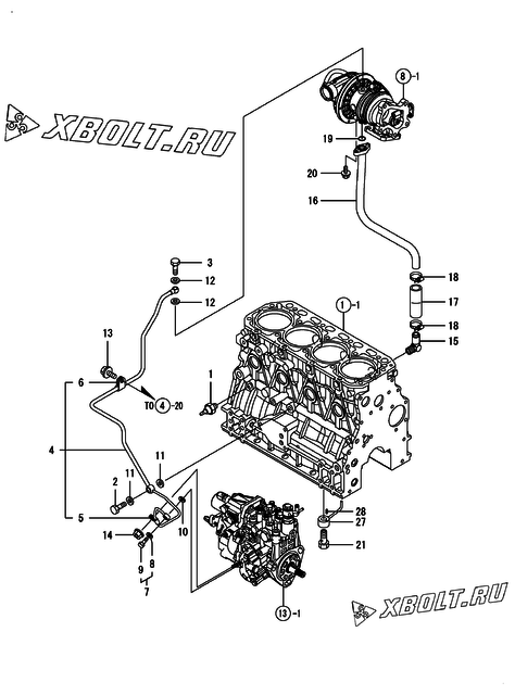  Система смазки двигателя Yanmar 4TNV84T-BMSA