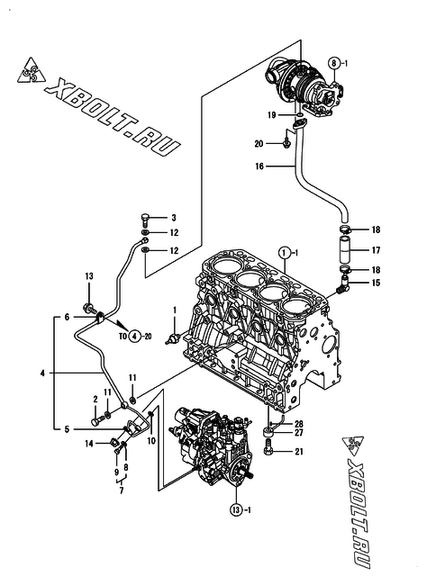  Система смазки двигателя Yanmar 4TNV84T-BMSA2