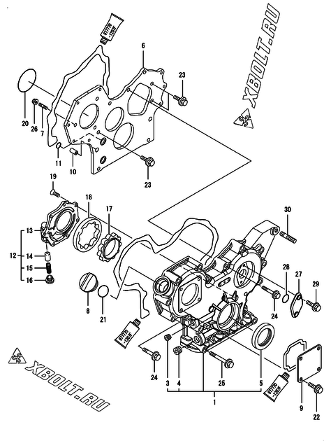 Корпус редуктора двигателя Yanmar 3TNV82A-GKLF