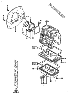  Двигатель Yanmar 3TNV82A-GKL, узел -  Крепежный фланец и масляный картер 