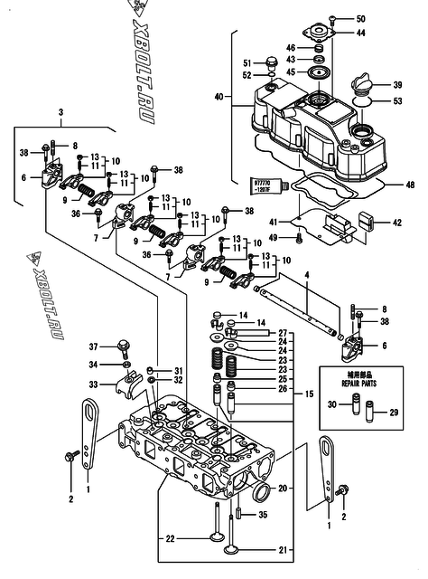  Головка блока цилиндров (ГБЦ) двигателя Yanmar 3TNV82A-GKLF