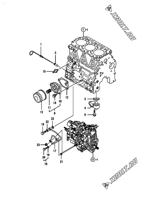  Система смазки двигателя Yanmar 3TNV82A-GKL
