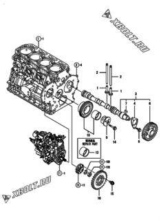  Двигатель Yanmar 4TNV88-BPGZ, узел -  Распредвал и приводная шестерня 