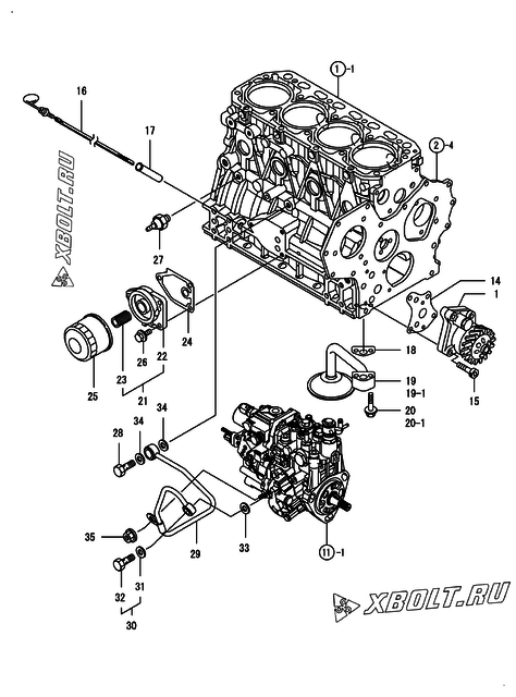  Система смазки двигателя Yanmar 4TNV88-BPGZ