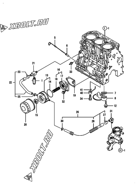  Система смазки двигателя Yanmar 3TNV84T-XKMR