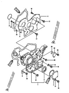  Двигатель Yanmar 3TNE84-GB2CT, узел -  Корпус редуктора 