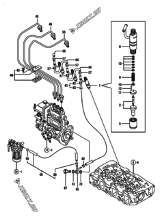  Двигатель Yanmar 3TNE84-GB2CT, узел -  Форсунка 