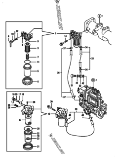  Двигатель Yanmar 3TNE84-GB2CT, узел -  Топливопровод 