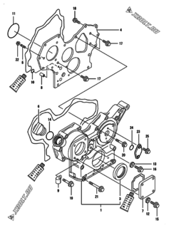  Двигатель Yanmar 4TNE84T-GB2CT, узел -  Корпус редуктора 