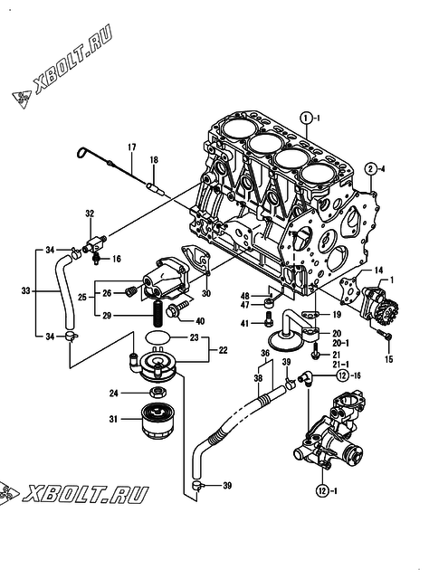 Система смазки двигателя Yanmar 4TNE84T-GB2CT