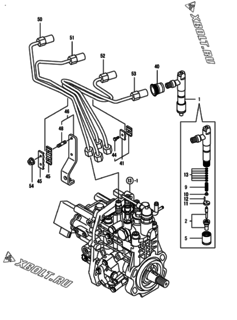  Двигатель Yanmar 4TNV98T-ZSOM, узел -  Форсунка 
