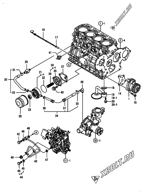  Система смазки двигателя Yanmar 4TNV88-ZDYLX