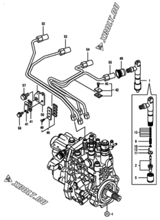  Двигатель Yanmar 4TNV98-GAGR, узел -  Форсунка 